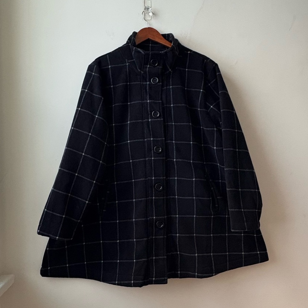 Woman Within Fleece Funnel Neck Swing Coat - Picture 3 of 15